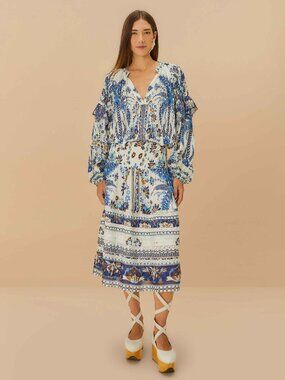 Off-White Ana Tapestry Organic Cotton Midi Skirt